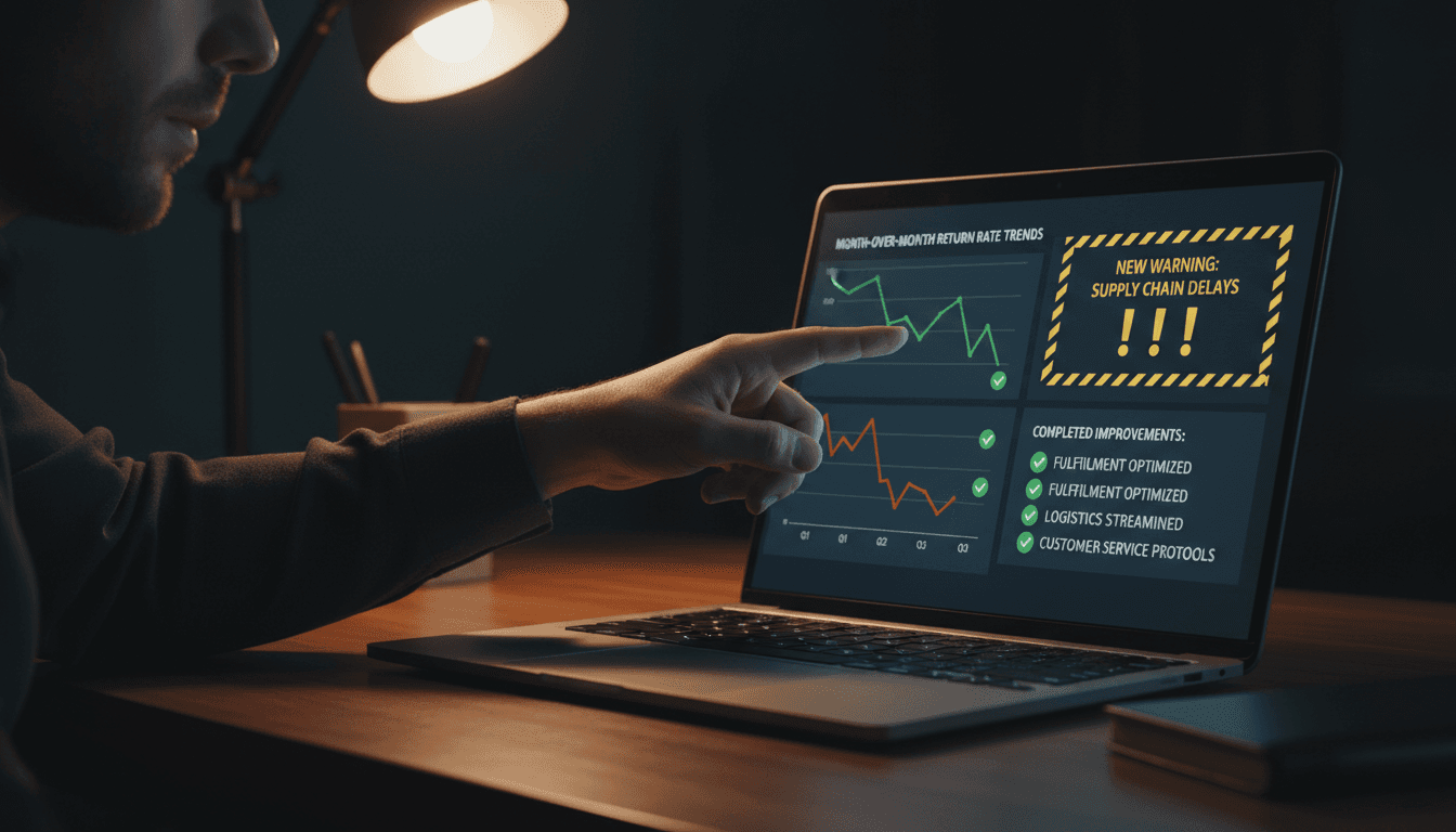 Analytics dashboard showing tracked improvements and ROI